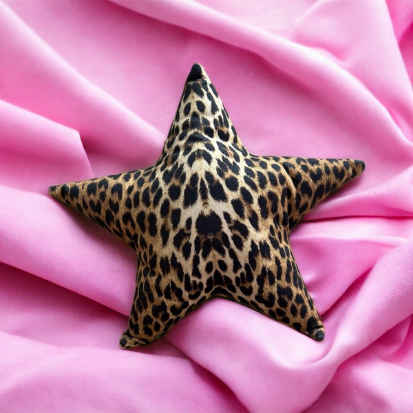 Velvet Cheetah Star Shape Decorative Pillow - Cheetah Pattern Star Shaped Pillow - Decorative Throw for Home & Living Room Decor