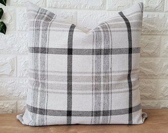 White Buffalo Check Linen Farmhouse Pillow Cover,Throw Cushion Case Custom Sizes 18x18