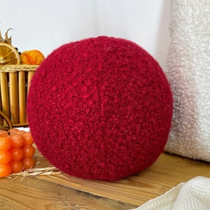 Burgundy Boucle Decorative Ball Pillow