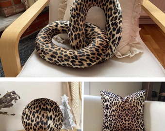 Housse de coussin en velours léopard, coussin boule de guépard, coussin chaîne en velours super doux