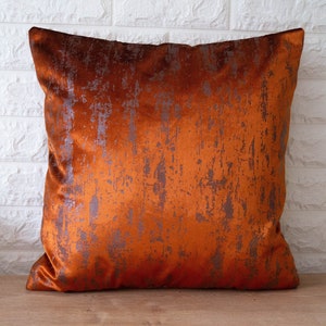 Burnt Orange Velvet Pillow Cover, Premium Quality Decorative Cushion, Luxury Living Room Decoration, Modern Throw Pillow Cover