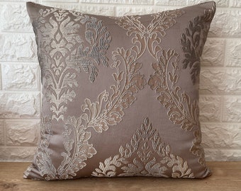 Flower Embroidered Silver Pillow Covers, Embroidered Throw Pillow Covers