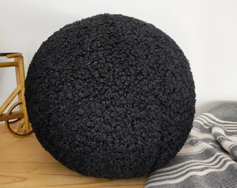 Unique Boucle Decorative Ball Pillow, Teddy Ball Cushion, Modern Home Pillow, Cozy Boucle Sphere Ball Pillow, Puffy Textured Ball Pillow