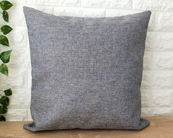 Blue Linen Throw Pillow