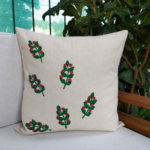 Floral Hand Dyed Block Linen Throw Cover 18x18