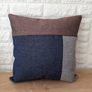 Linen Color Block Throw Pillow Cover