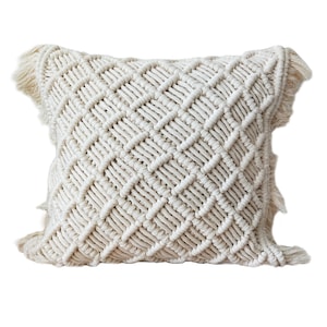 Handgeknüpfte Makramee Kissenhülle, Handgemachte Deko, Handgemachte Kissenhülle Boho Home Decor, Makramee Kissenbezug