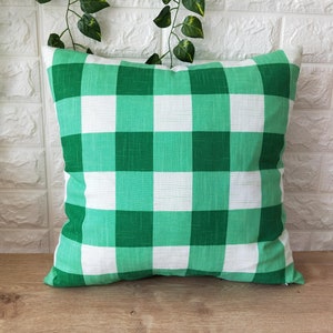 Green Plaid Pillow Cover, Textured Check Throw Pillow, Unique Sage Plaid Pillow Cover, Fabric Buffalo Plaid Pillow