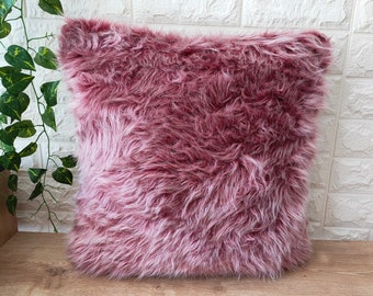 Natural Rose Pink Faux Fur Pillow,Trendy Home Decor,Rose Pink Softy Faux Fur Pillow Cover 18x18