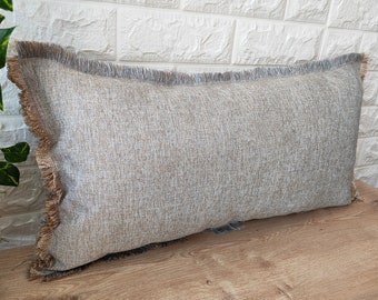 Raw Edge Modern Linen Lumbar Pillow Cover for Interior Design