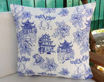 Chinoiserie Digital Print Pillow Covers,Custom Digital Print Pillows