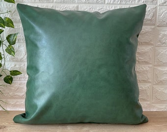 green leather pillow