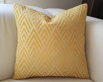 Elegant Yellow Velvet Pillow Covers 18x18