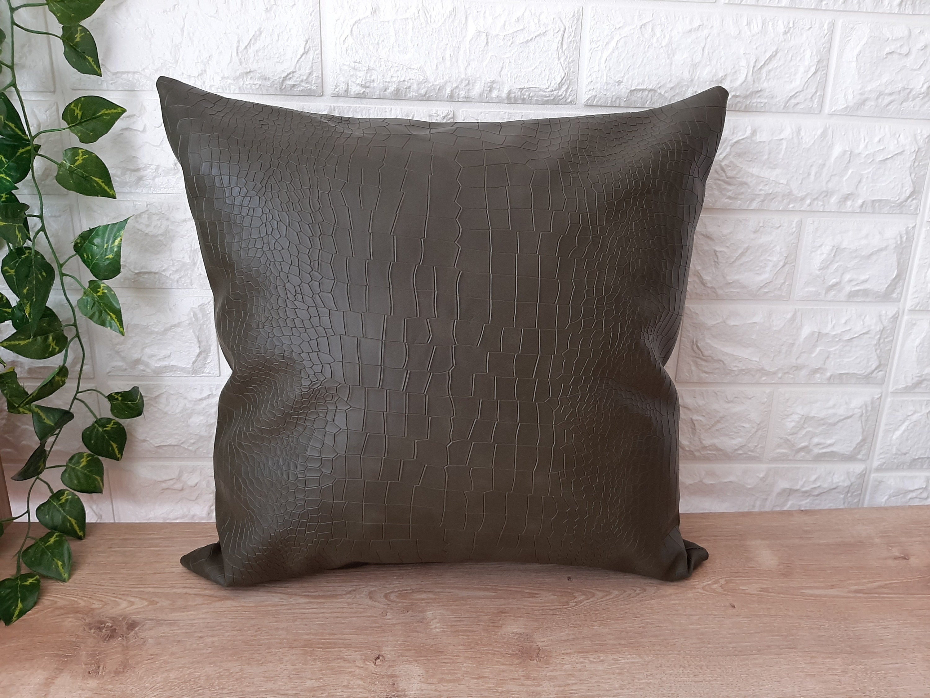 18x18 Black Faux Leather Throw pillow Faux Vegan Coroco Etsy