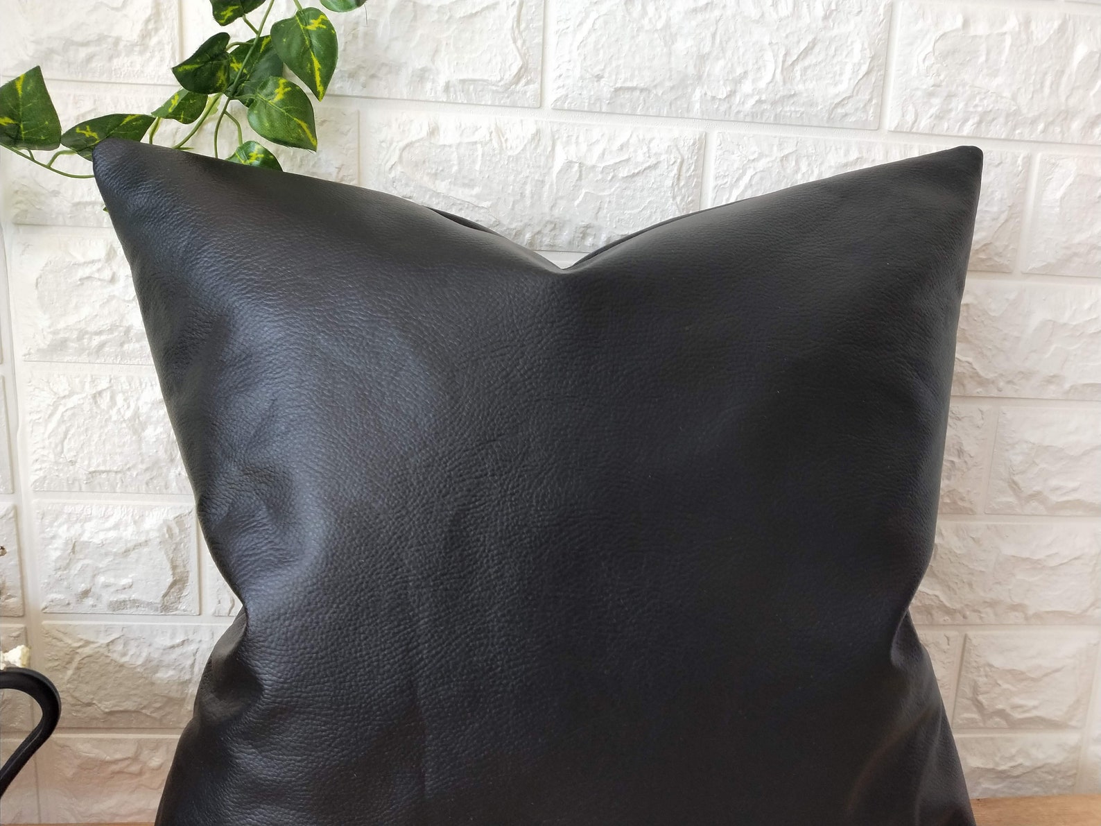 Black Faux Leather Pillow Cover Black Home Decor Decorative Etsy