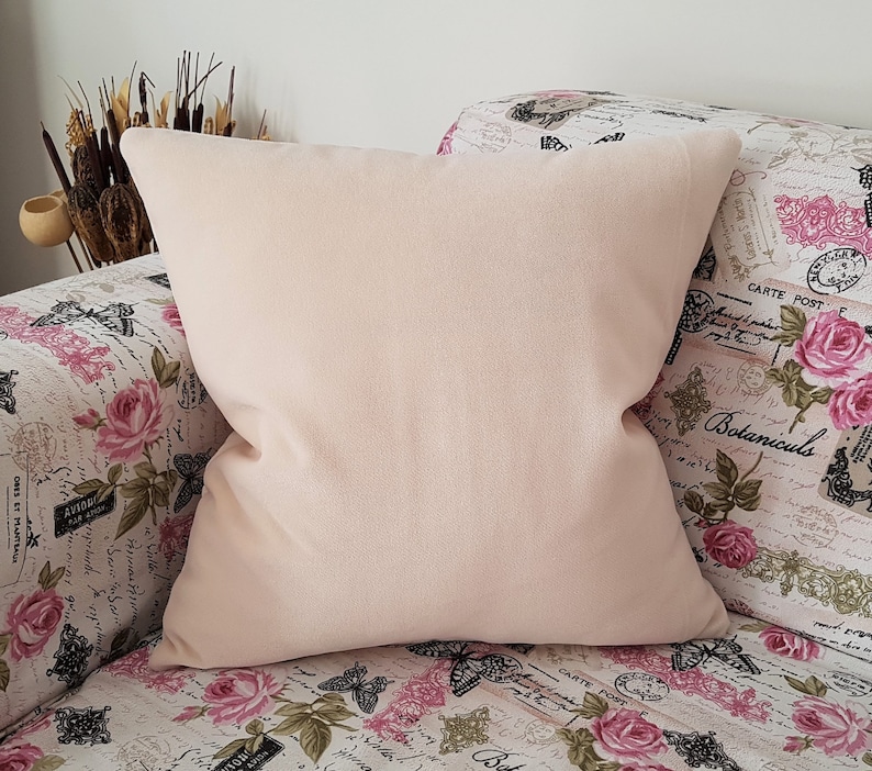 Almohada de terciopelo rosa en polvo-Almohadas decorativas-Funda de almohada rosa imagen 3