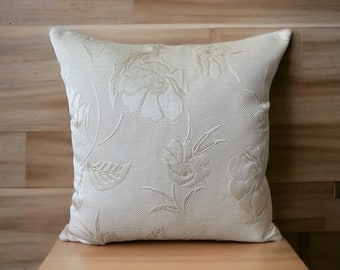 White Satin Pillow Covers, White Floral Pillows, Designer Satin Pillows