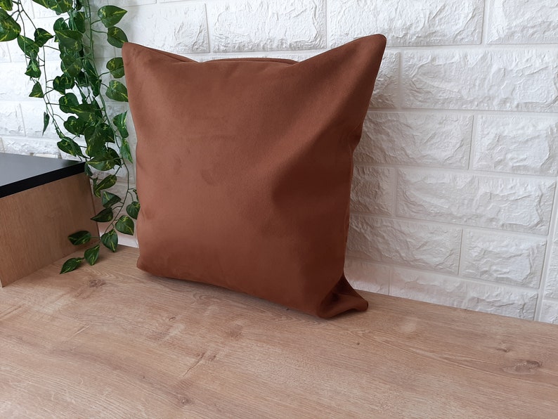 Brown Lux Suede Pillow Cover 18x18 Etsy Canada
