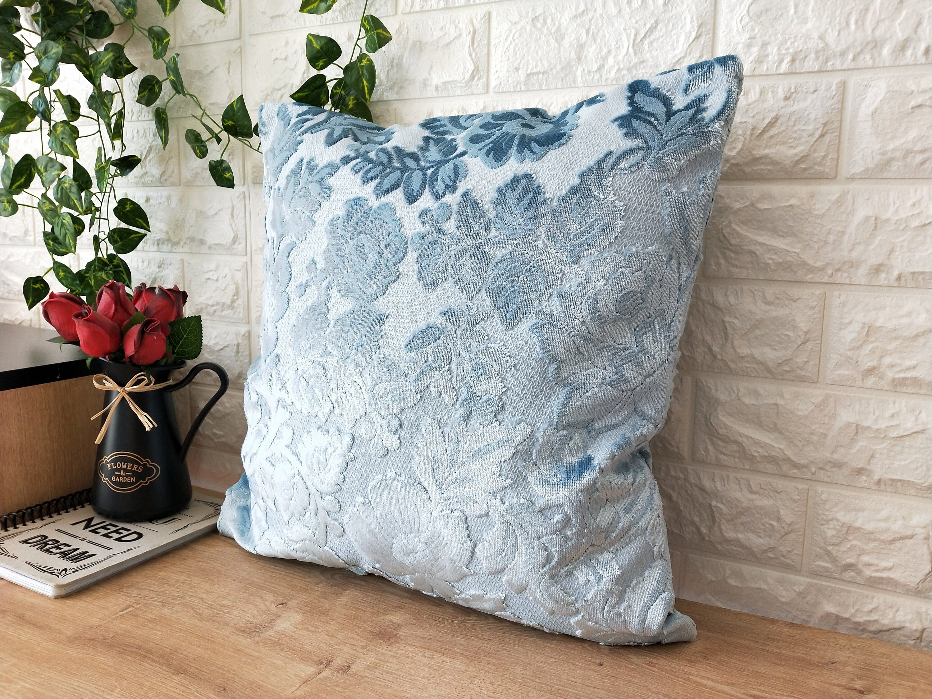 Light Blue Velvet Pillow Covers Etsy