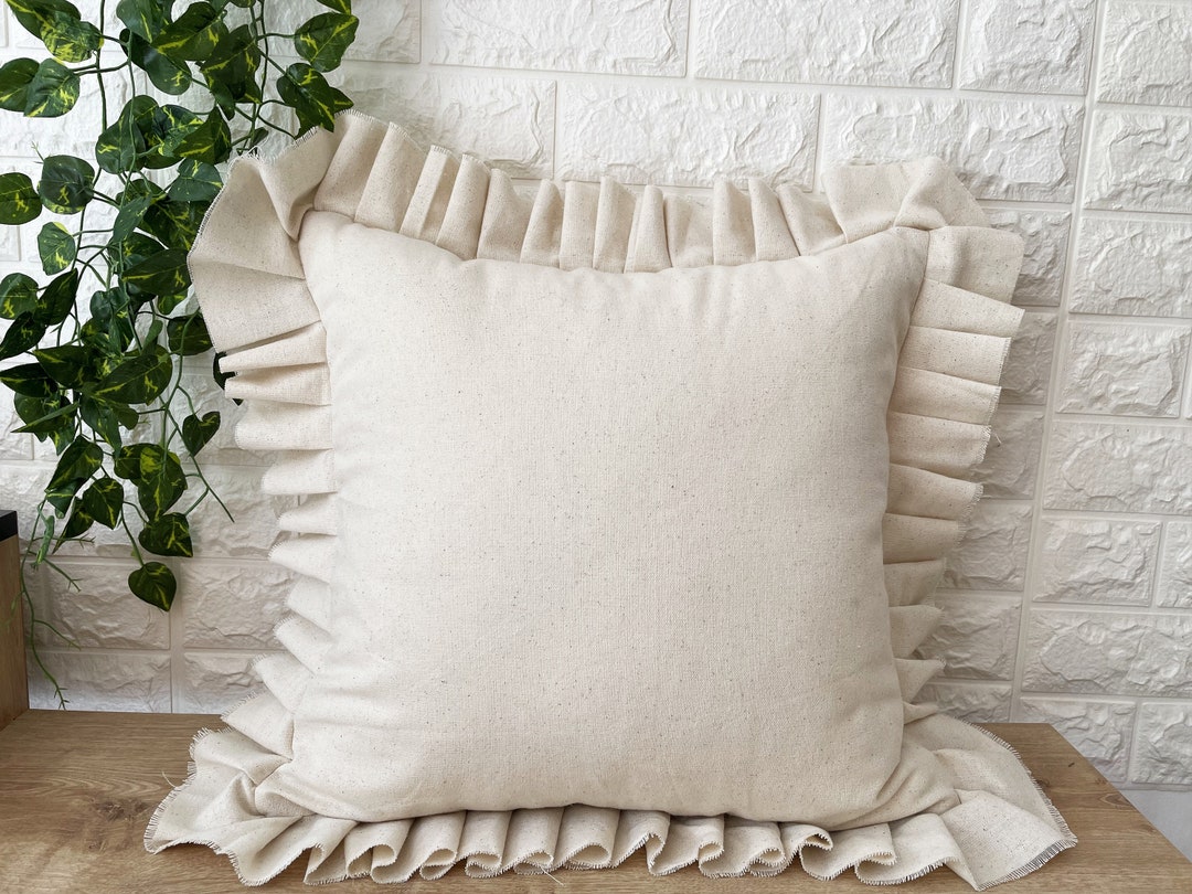 Ruffled Linen Pillow Cover Ruffled Linen Pillow Case for Etsy