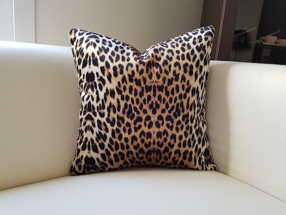  Leopard Print Decor Cotton Linen Pillow Cover Euro Throw  Pillowcase Cushion Cover Pillow Sham for Sofa Hidden Zipper 18 X 18 Inch  : Home & Kitchen
