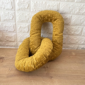 Decorative Chain Link Mustard Velvet Pillow, Unique Design Throw Pillow