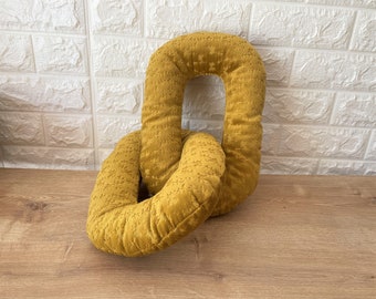 Decorative Chain Link Mustard Velvet Pillow, Unique Design Throw Pillow