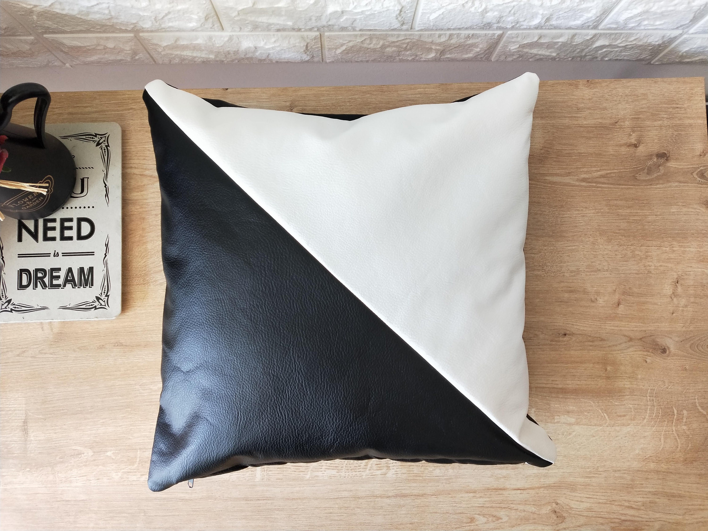 White Leather Pillow Etsy