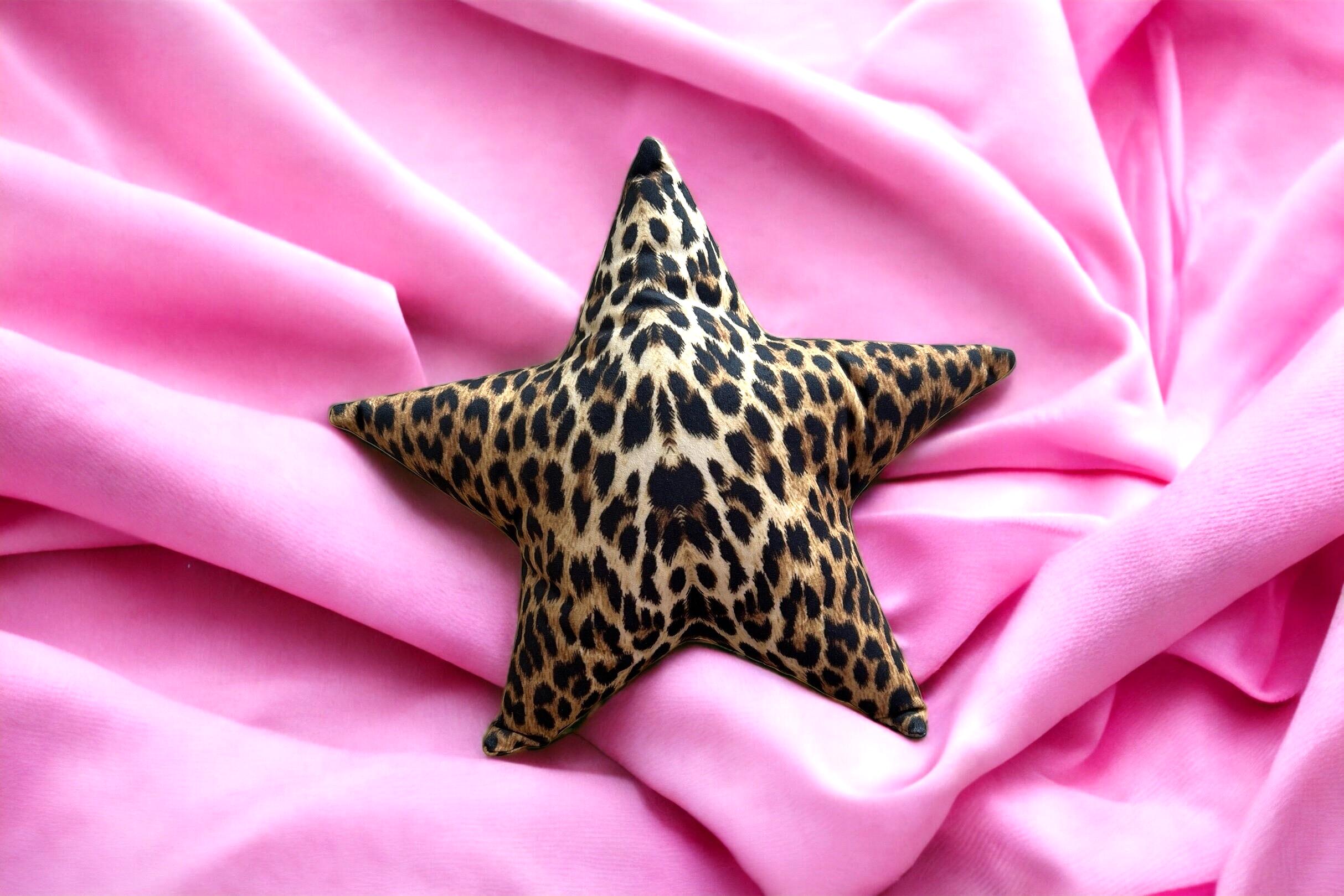 Velvet Cheetah Star Shape Decorative Pillow - Cheetah Pattern Star Shaped Pillow - Decorative Throw for Home & Living Room Decor