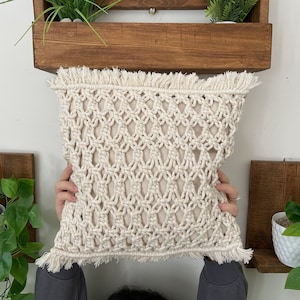 Funda de almohada de macramé con nudo, Decoración del hogar hecha a mano, Funda de cojín de macramé, Funda de almohada bohemia con borlas de macramé, Bonita decoración de sala de estar