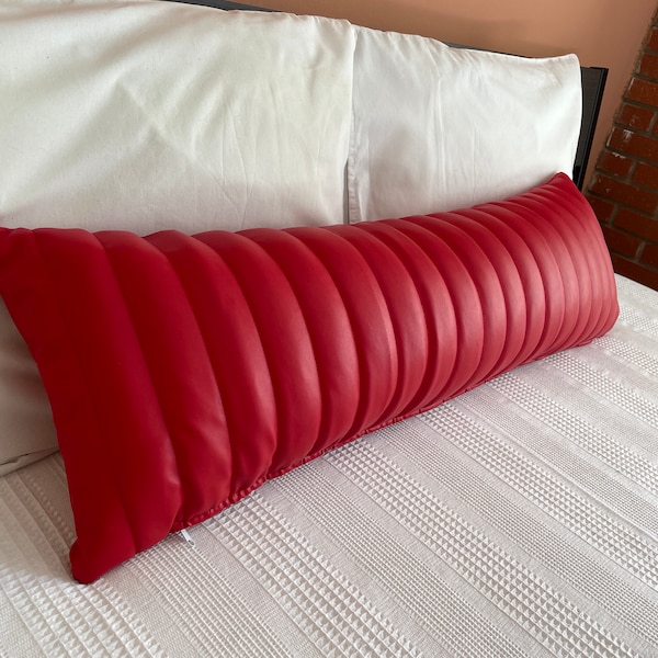 Red Leather Pillow Etsy