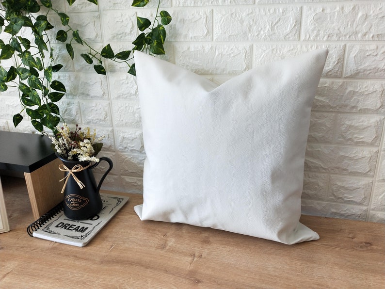 White Faux Leather Pillow Cases Faux Leather Pillow Cover - Etsy