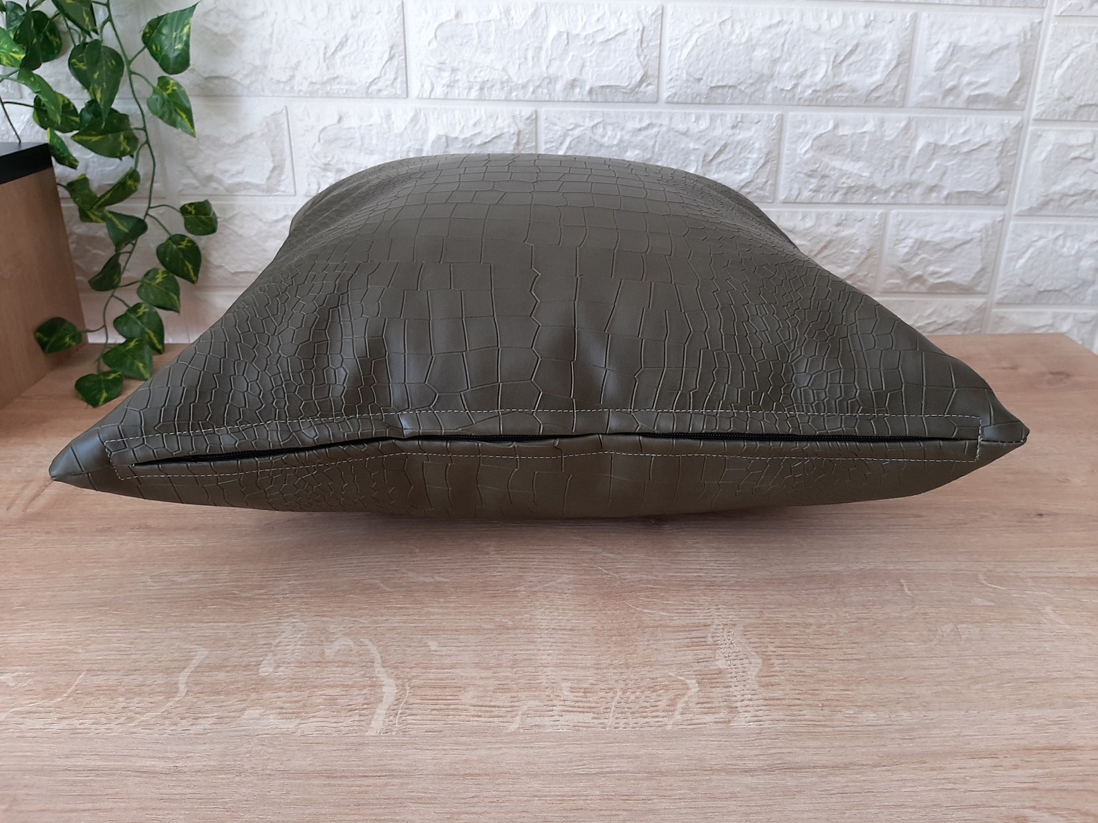Green Faux Leather Throw Pillow Faux Leather Throw Pillow Etsy