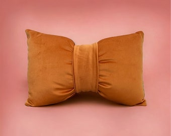 Orange Bow Shaped Velvet Pillow for Trend Home Decor