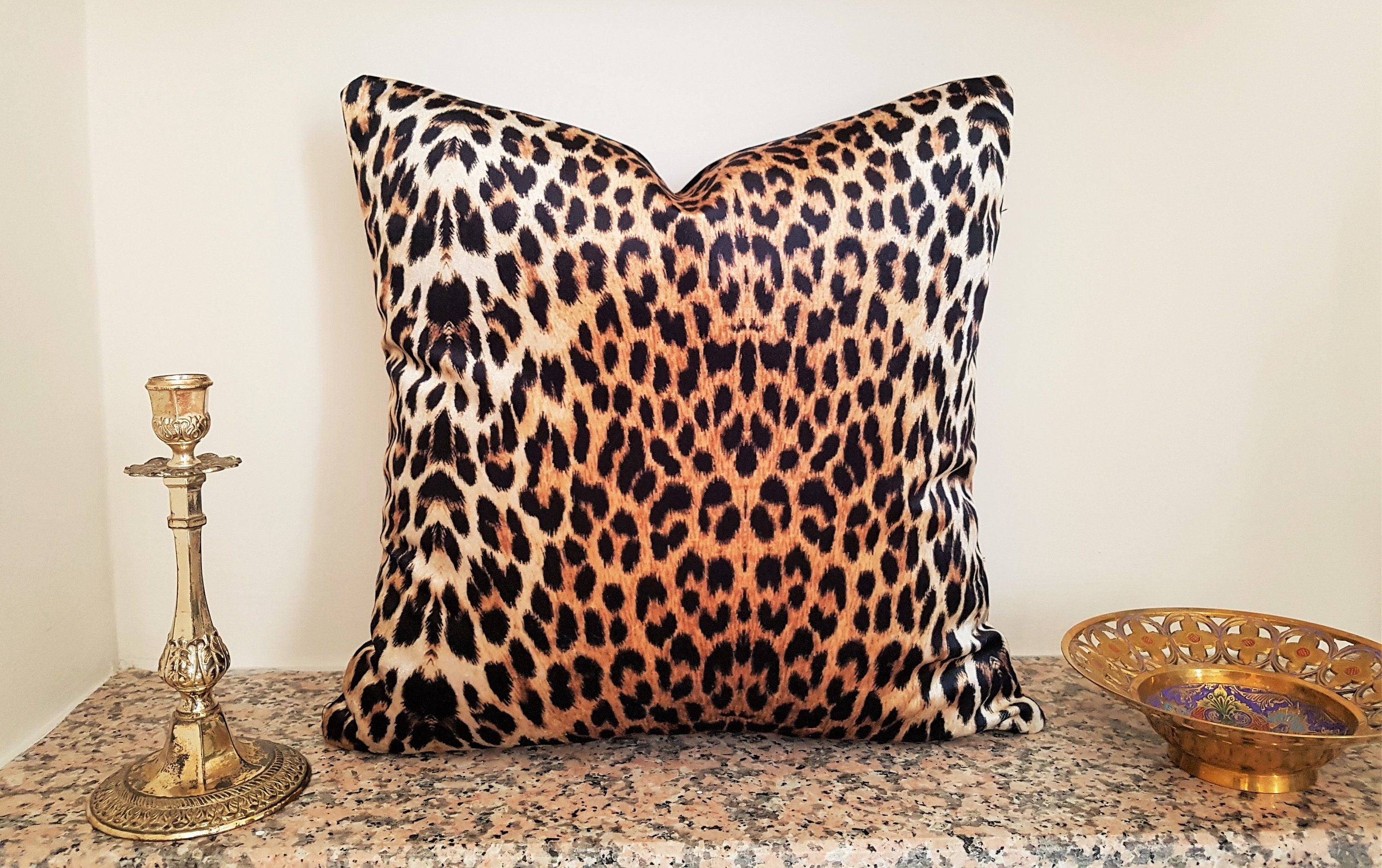 Velvet Leopard Pillow / Animal Pillow Cover / Velvet Cheetah Pillow /  Hollywood Regency Pillow cover