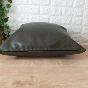 Green Faux Leather Pillow Cover image 5