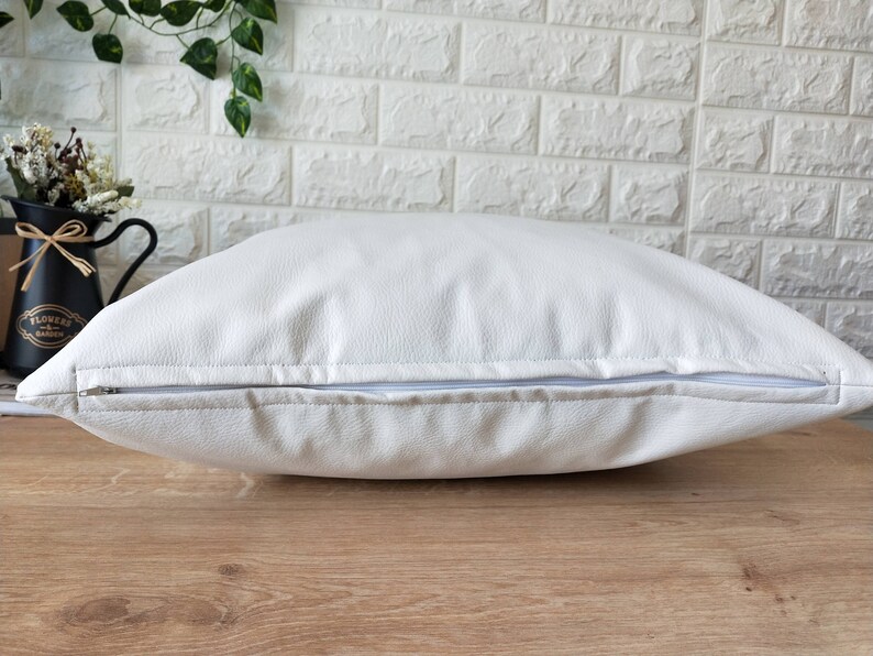 White Faux Leather Pillow Cases Faux Leather Pillow Cover Etsy