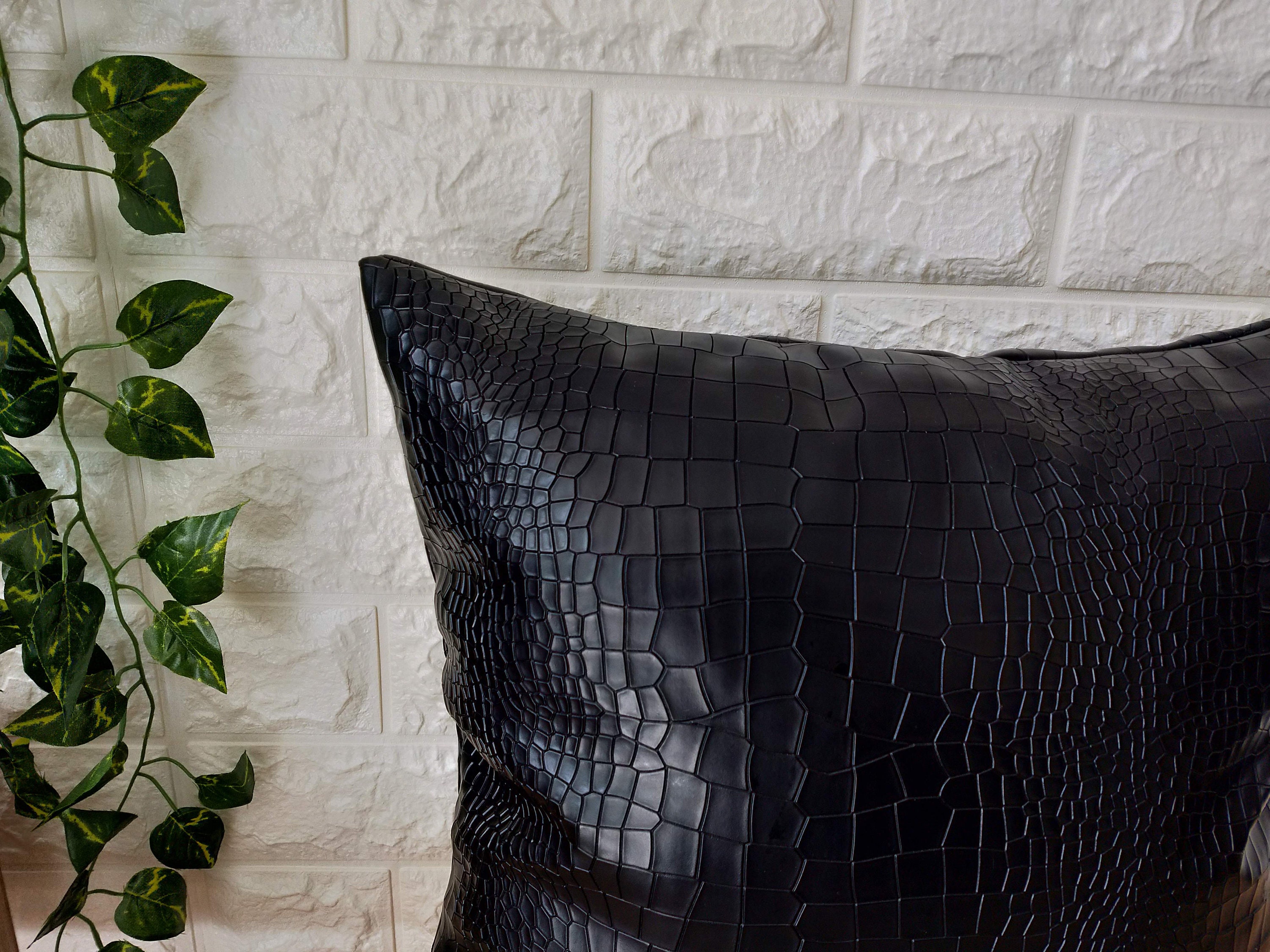 18x18 Black Faux Leather Throw pillow Faux Vegan Coroco Etsy