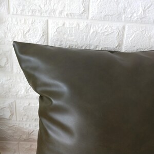 Green Faux Leather Pillow Cover image 4