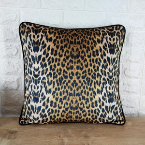 Leopard Print Throw Pillow Cover With Piping, Cheetah Wild Decor Pillow Case, Animal Print Pillow for Home Decor