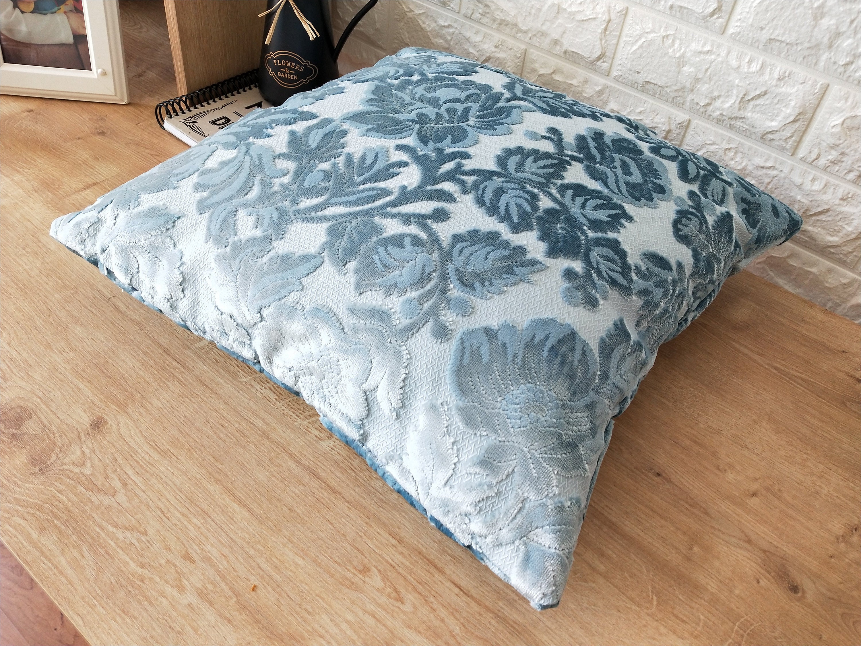 Light Blue Velvet Pillow CoversFloral Custom CasesElegant Etsy