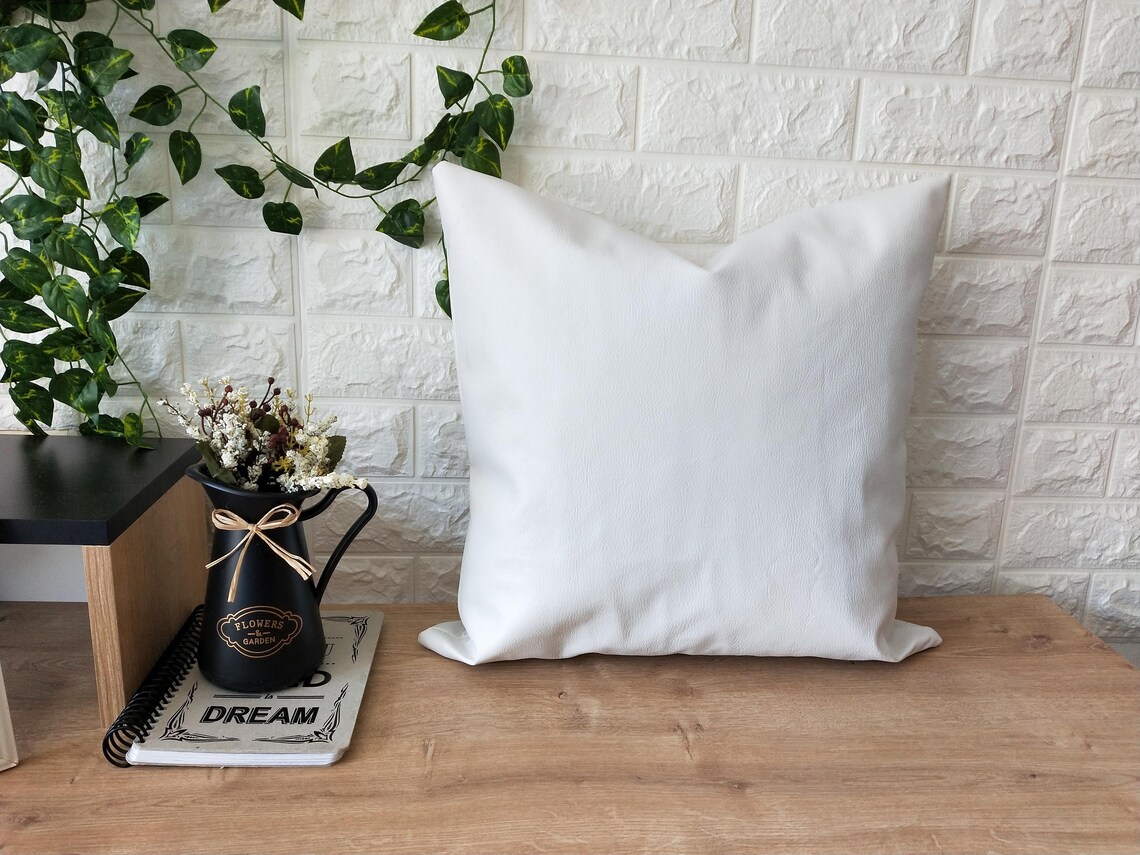 White Faux Leather Pillow Cases Faux Leather Pillow Cover Etsy