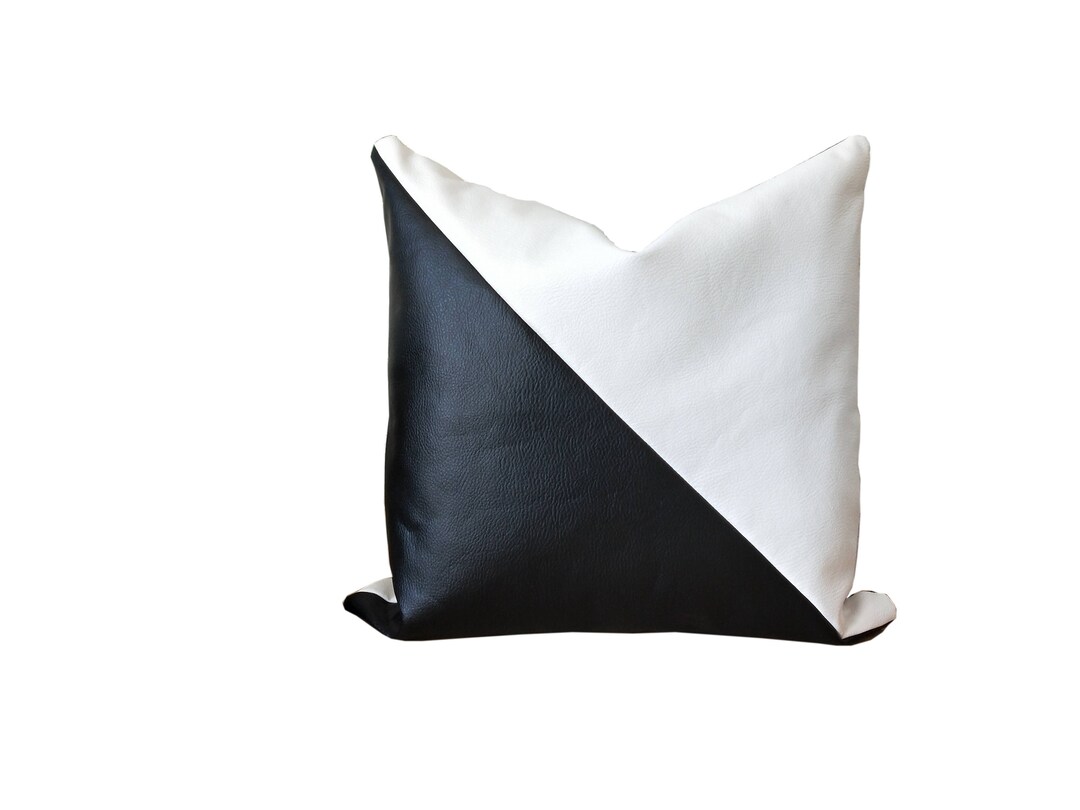 BLACK&WHITE Faux Leather Pillow Cases Etsy