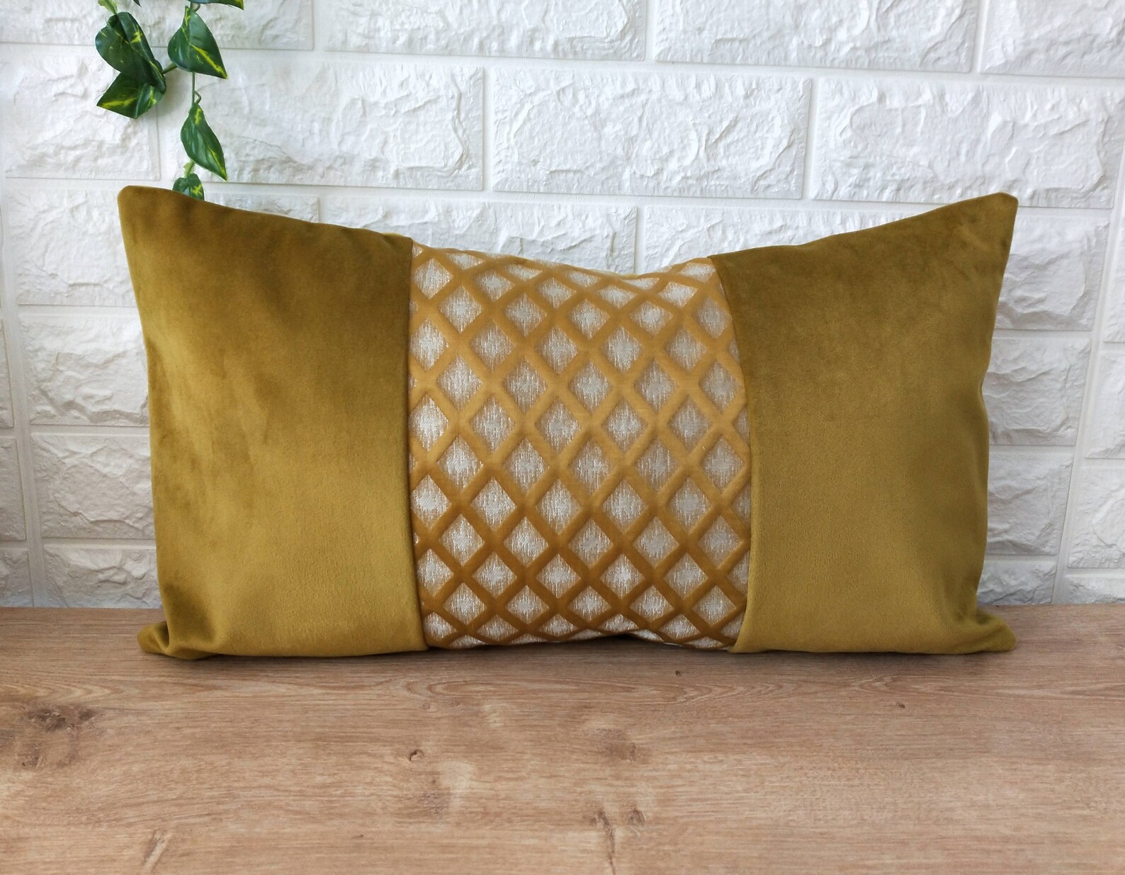 Yellowgold Lumbar Pillow Covers With Unique Design Lumbar Etsy