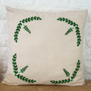 Leaf Hand Dyed Block Linen Throw Cover 18x18