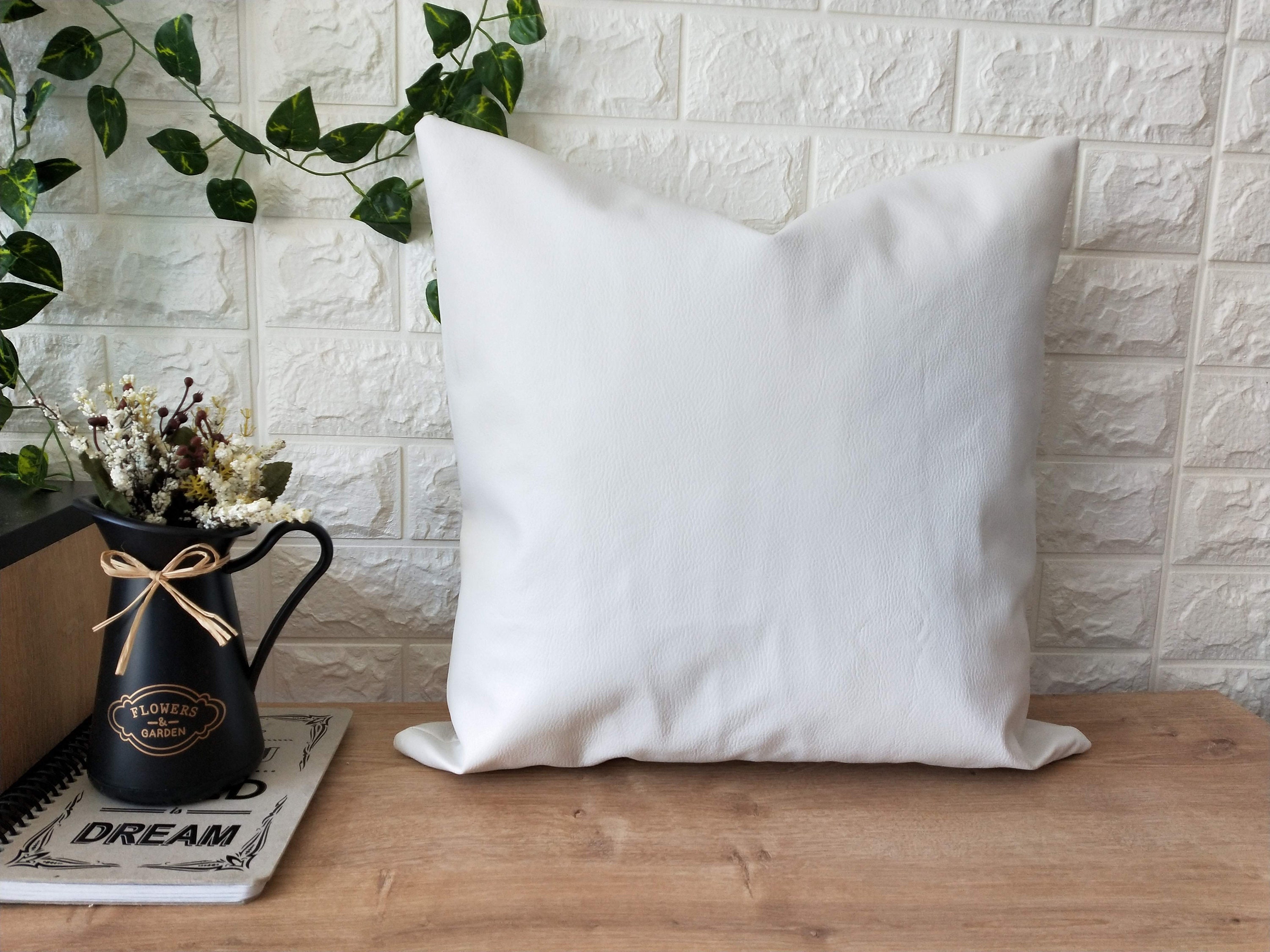 White Faux Leather Pillow Cases Faux Leather Pillow Cover Etsy