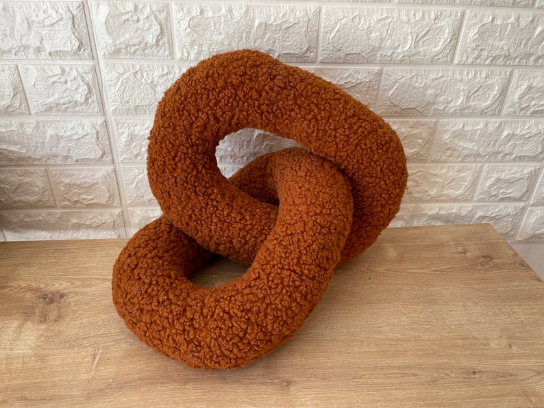 Rust Teddy Boucle Chain Link Unique Design Pillow image 2