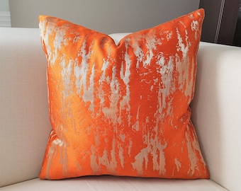 Luxury Interior Design Pillow Covers, Burnt Orange Throw Pillow Covers, Orange Velvet Pillows, Burnt Orange Slip Case