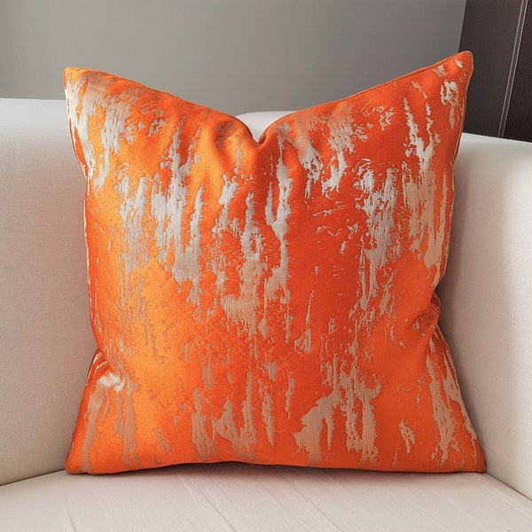 Housses de coussin de design d'intérieur de luxe, housses de coussin orange brûlé, oreillers en velours orange, étui orange brûlé