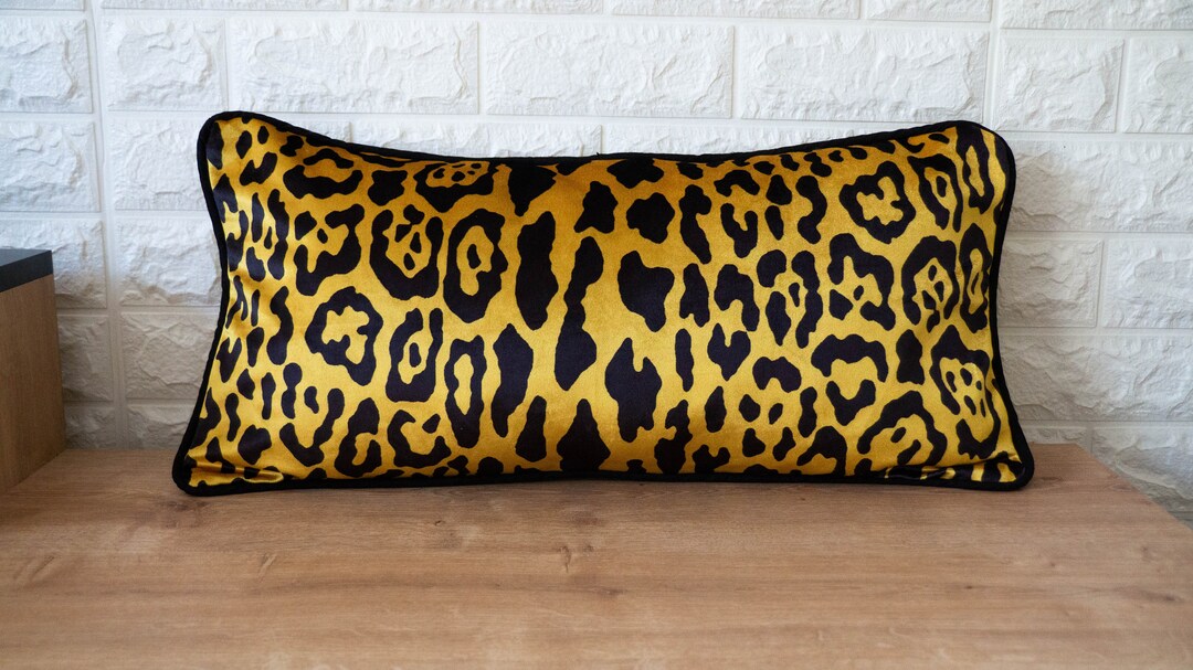 Velvet Leopard Pillow Cover With Piping Perfect for Adding a Touch of